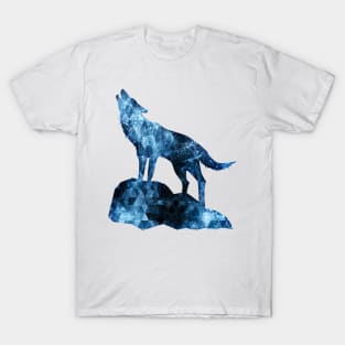 Howling Wolf blue sparkly smoke silhouette T-Shirt